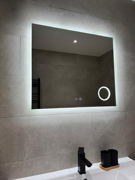 Miroir LED Liora 80 × 70 cm avec éclairage réglable et anti-buée