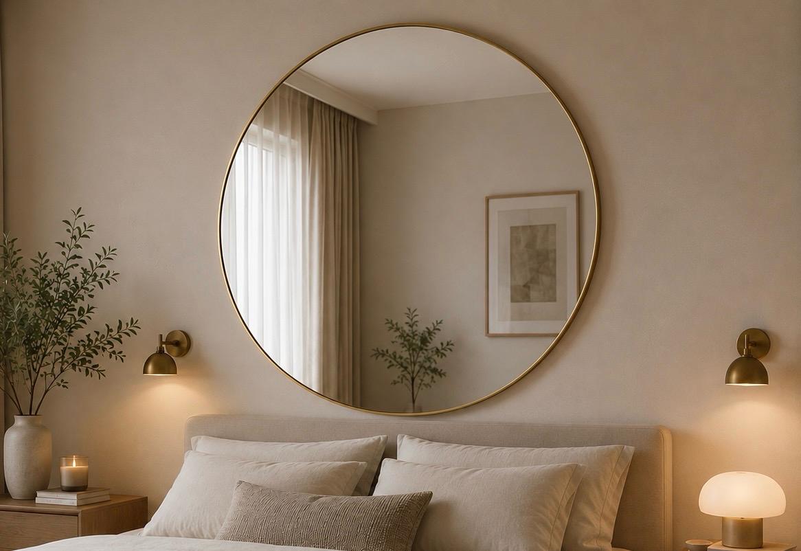 Miroir rond Luna Ø 120 cm · doré